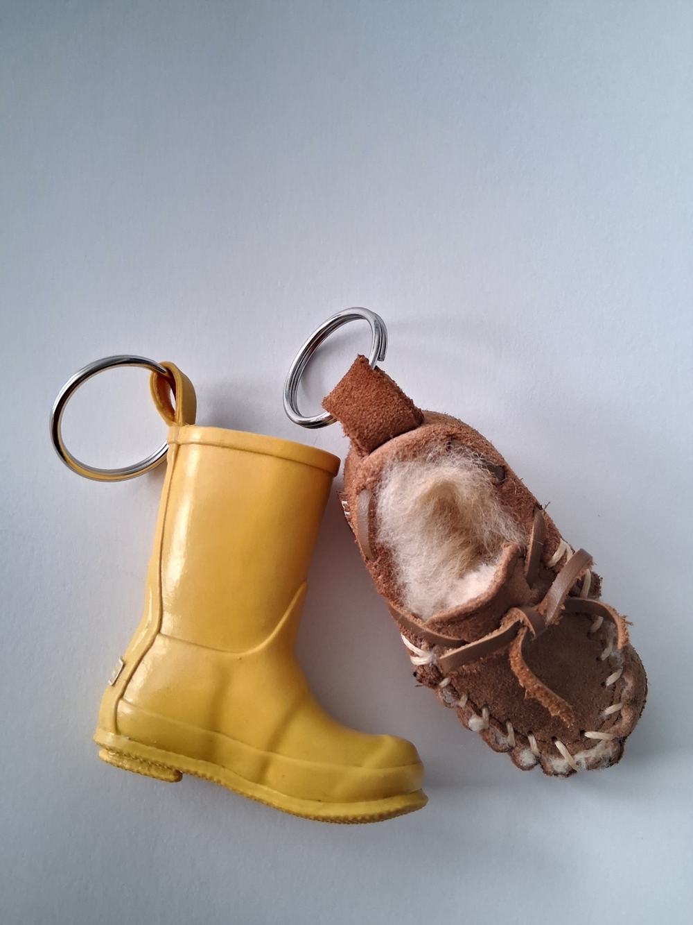 Ll Bean Classic Pair Yellow Rain Boot & Moccasin Keychain/bag Charm